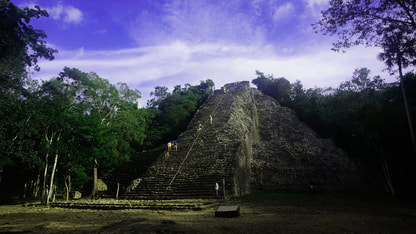 Mayan ruins in the forest in Tical, Guatamala