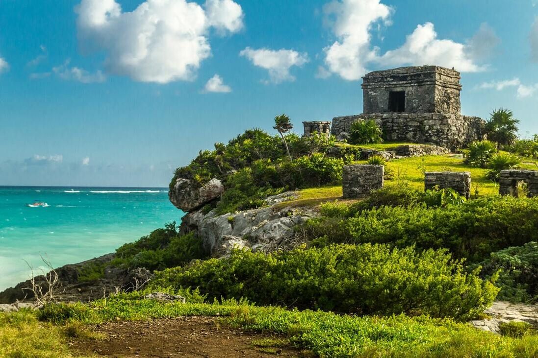 Mexico ruins on the beach